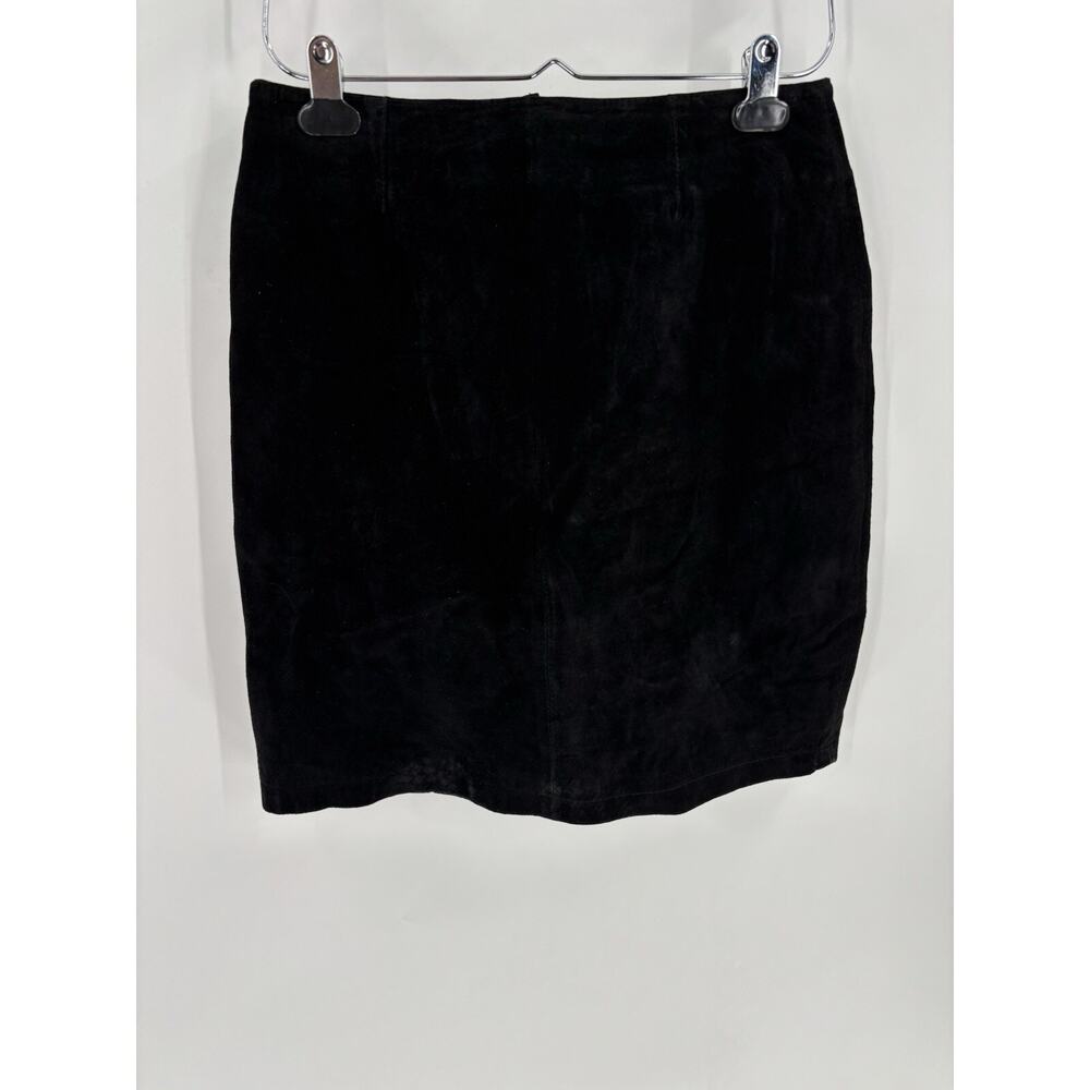 Cayenne Leather Vintage Skirt Womens 10 Black Suede Knee Length Lined Zip Up